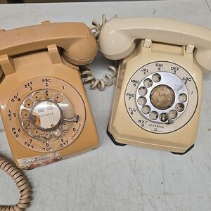 Vintage Bell Western Electric Beige Rotary Dial Desk Phone USA Lot Of 2